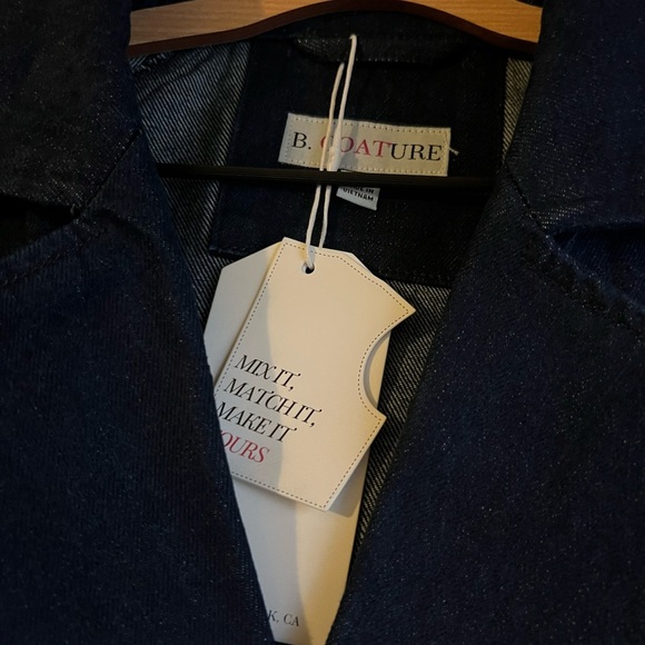 Stylish Dark Denim Double-Breasted Trench Coat, size Medium - Picture 2 of 5